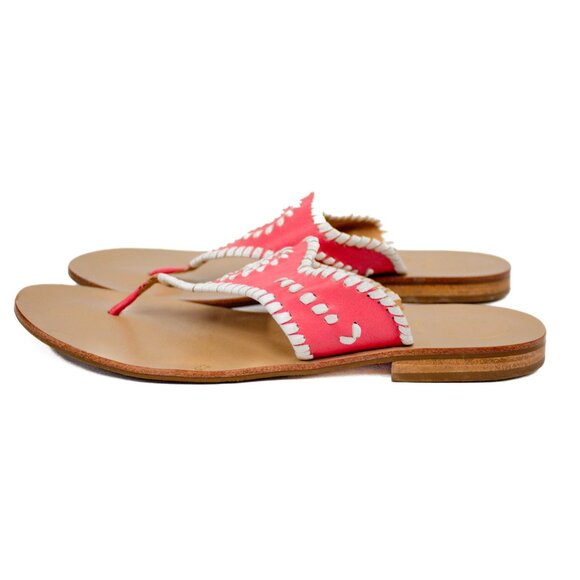 Jack Rogers Womens Shoes Blair Sandals  Coral White Leather Slide | Flats VGUC - Picture 5 of 8